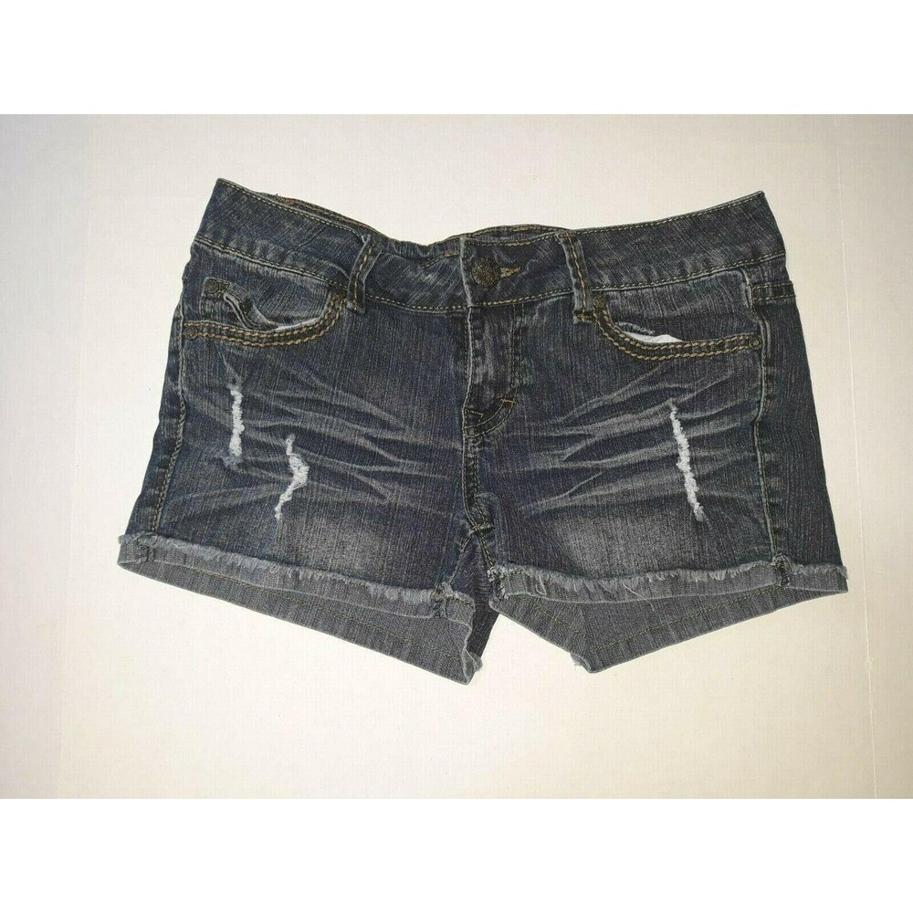 Blue Spice Blue Denim Distressed & Stretchy Jean Shorts Size 5